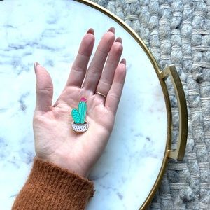 boutique cactus enamel pin green and pink 🌵 boho vibes button flair